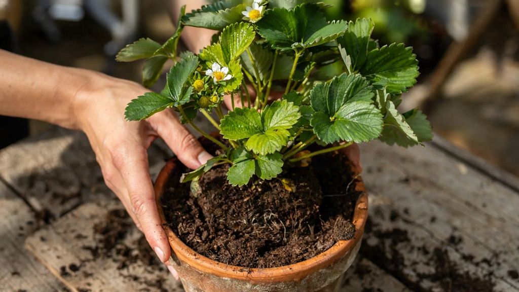 آموزش گام به گام پرورش توت فرنگی در بالکن با بطری پلاستیکی