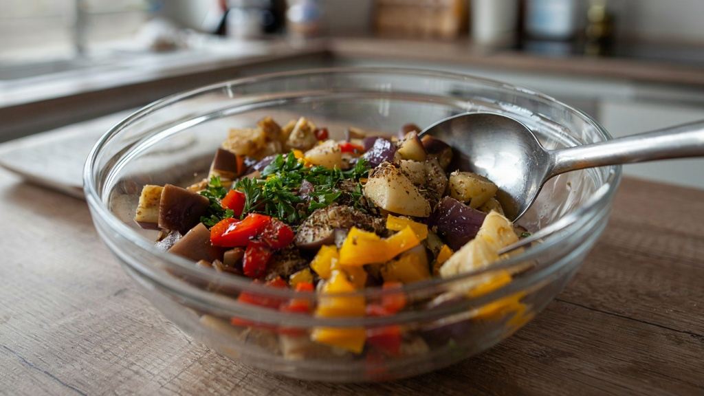 راهنمای تهیه کوکوی بادمجان و سیب زمینی آب پز بدون روغن