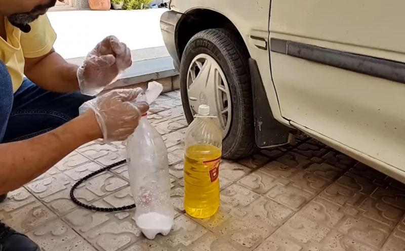 آموزش ساخت پمپ باد اضطراری لاستیک ماشین با بطری نوشابه