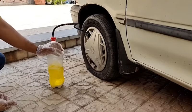 آموزش ساخت پمپ باد اضطراری لاستیک ماشین با بطری نوشابه