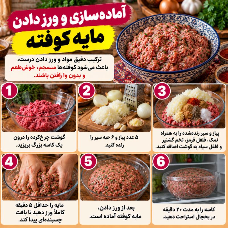 طرز تهیه کوفته نرم و آبدار بدون شل شدن و وارفتن