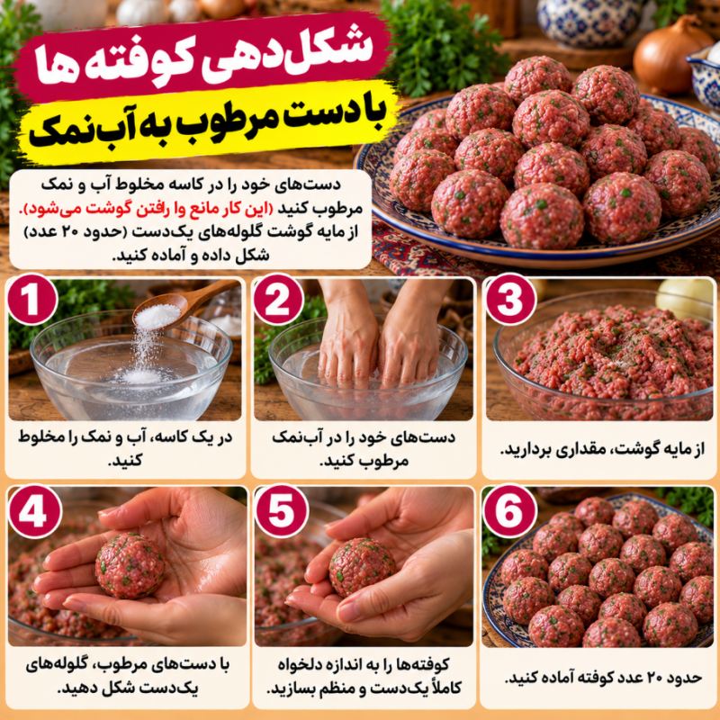 طرز تهیه کوفته نرم و آبدار بدون شل شدن و وارفتن