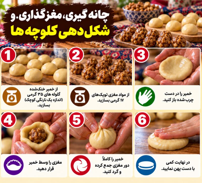 طرز تهیه کلوچه سنتی مغزدار بدون نیاز به فر با بافت اسفنجی