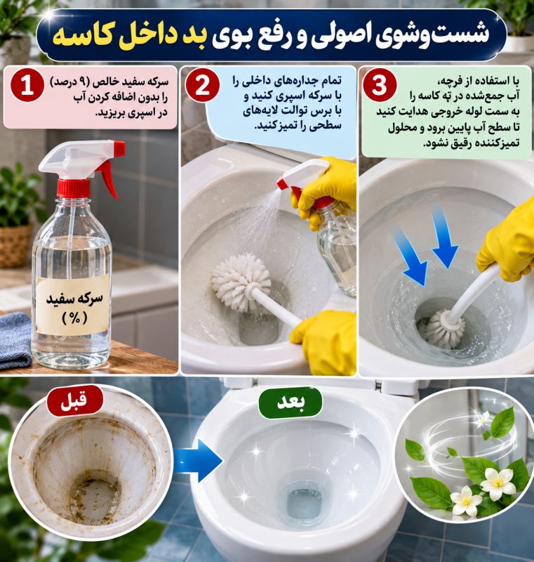 نحوه از بین بردن جرم و رسوبات آهکی ادرار از روی کاسه توالت