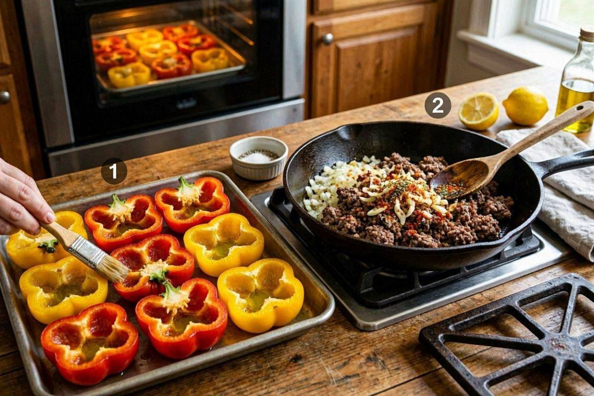 طرز تهیه یک غذای خوشمزه و جدید با فلفل دلمه ای !