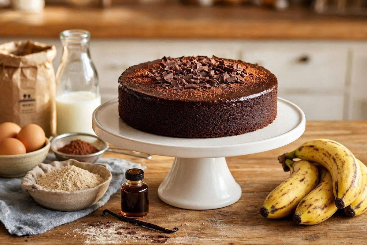 کیک شکلاتی رژیمی با موز؛ خوشمزه و سالم بدون یک قطره روغن