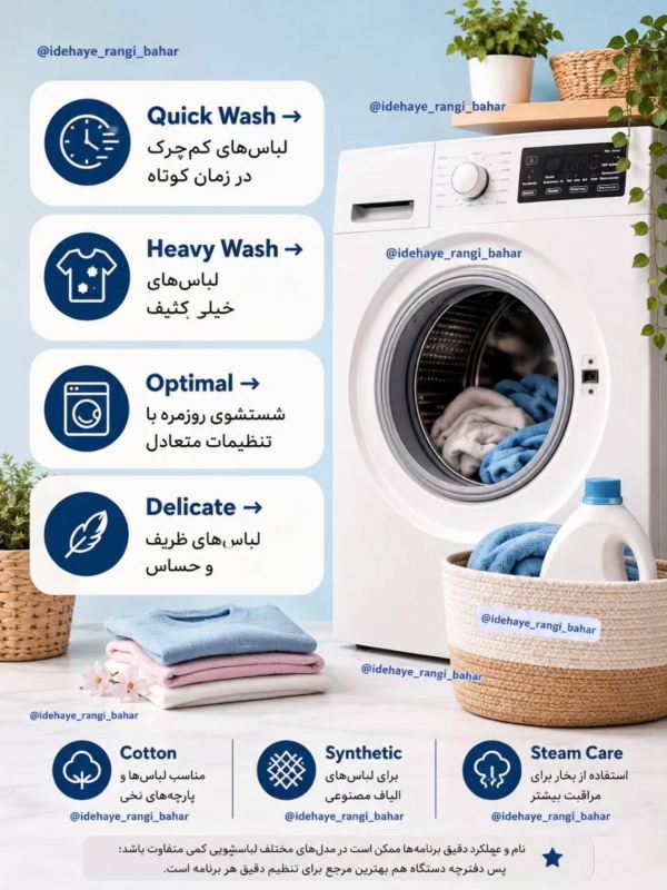 معنی برنامه های ماشین لباسشویی/ درست انتخاب کن
