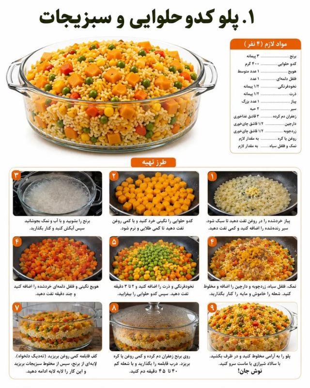 طرز تهیه ۶ مدل پلوی خوشمزه، رنگارنگ و بدون گوشت
