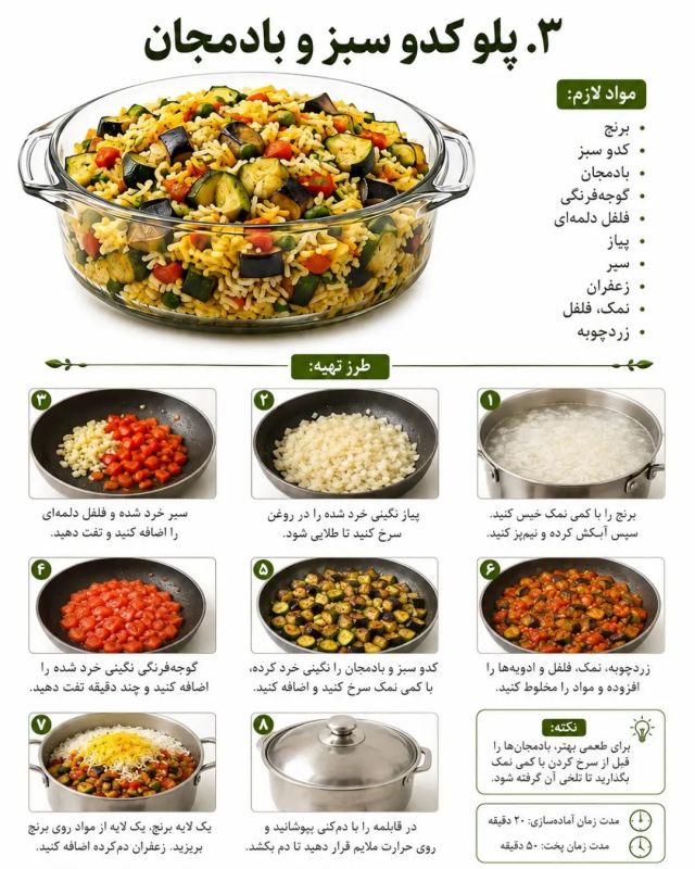 طرز تهیه ۶ مدل پلوی خوشمزه، رنگارنگ و بدون گوشت
