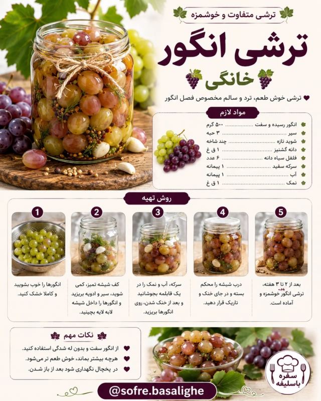 تا فصل انگوره این ۶ تا خوشمزه را درست کنید