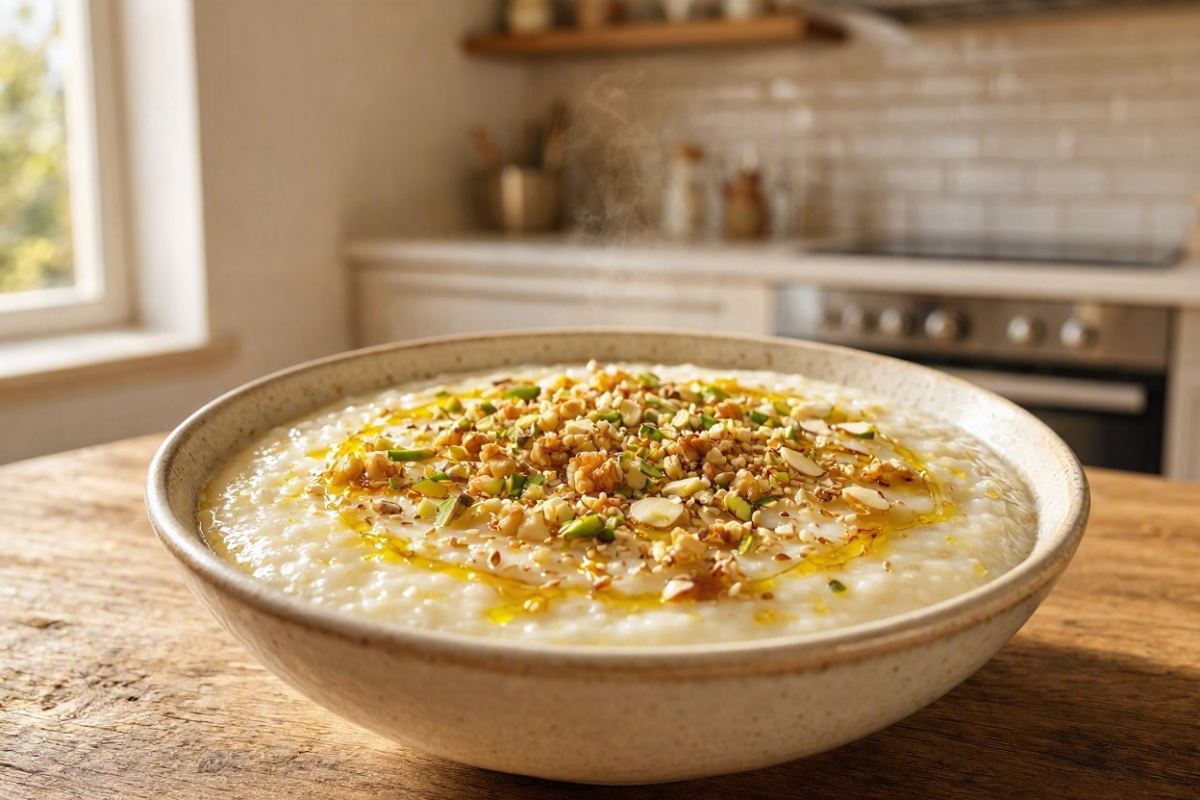 طرز تهیه کاچی شیر با شیره خرما؛ یک معجون مقوی و بدون شکر