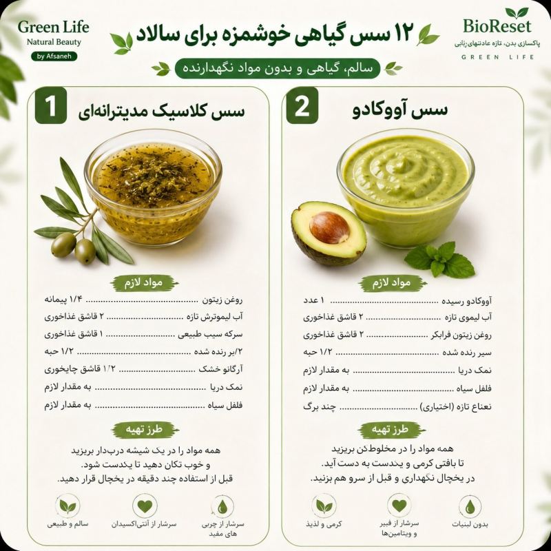 طرز تهیه ۱۲ مدل سس گیاهی خوشمزه برای سالاد
