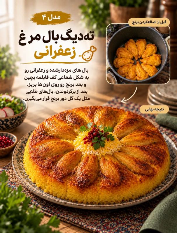 ۱۰ مدل دیزاین متفاوت ته دیگ؛ از گل سیب زمینی تا نان لواش!