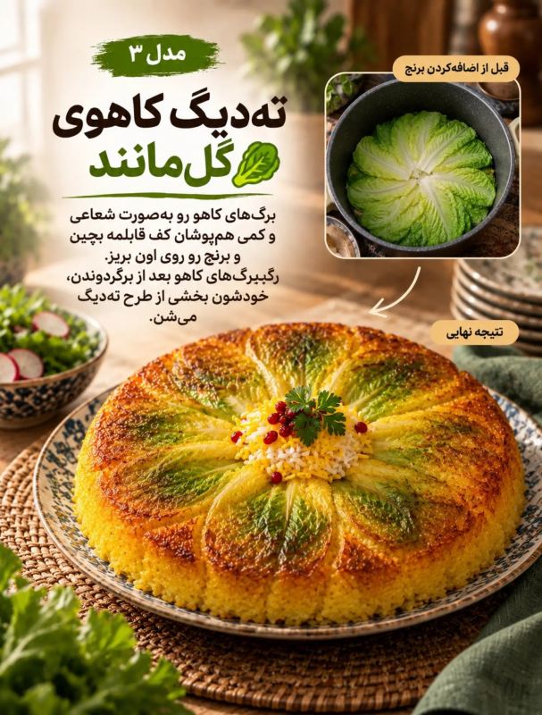 ۱۰ مدل دیزاین متفاوت ته دیگ؛ از گل سیب زمینی تا نان لواش!