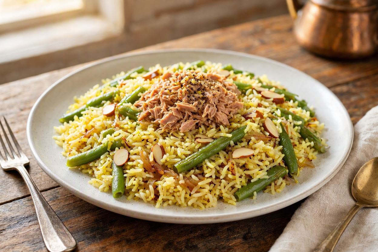 طرز تهیه لوبیاپلو با تن ماهی؛ یک غذای سریع، خوش عطر و اقتصادی