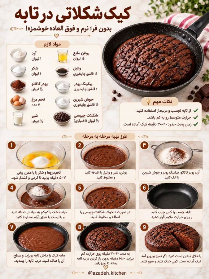 طرز تهیه ۴ مدل کیک بدون فر؛ از تابه و قابلمه تا ایرفرایر و یخچال