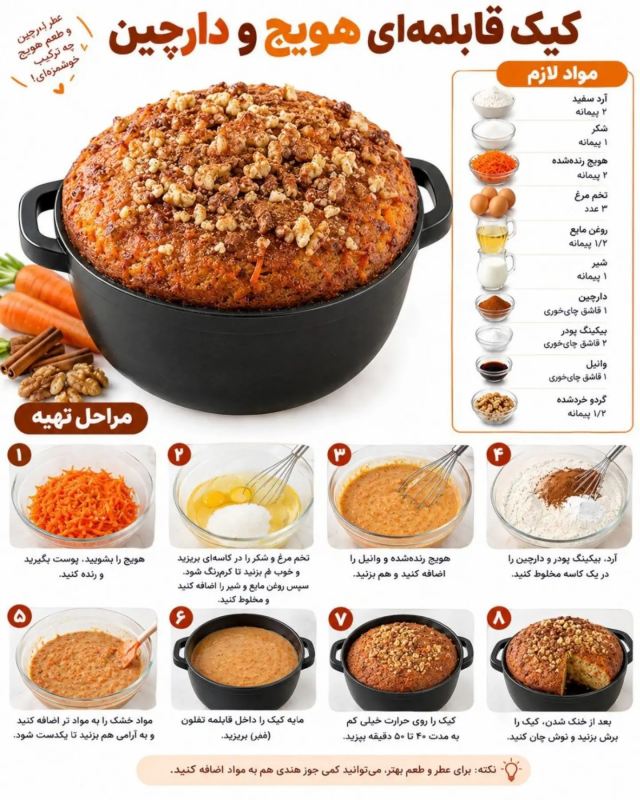 طرز تهیه ۵ مدل کیک پف دار قابلمه ای: فوری ، آسان و خوشمزه