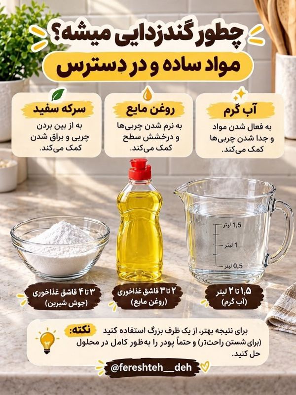 ترفند آسان تمیز کردن چدن های گاز از چربی ها (با ۳ ماده خانگی ساده)