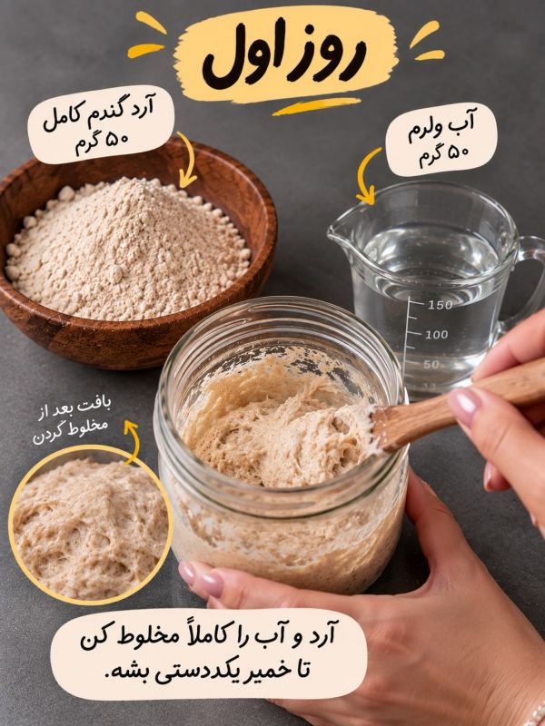طرز تهیه خمیر ترش خانگی فقط با آرد و آب؛ برای پخت انواع نان