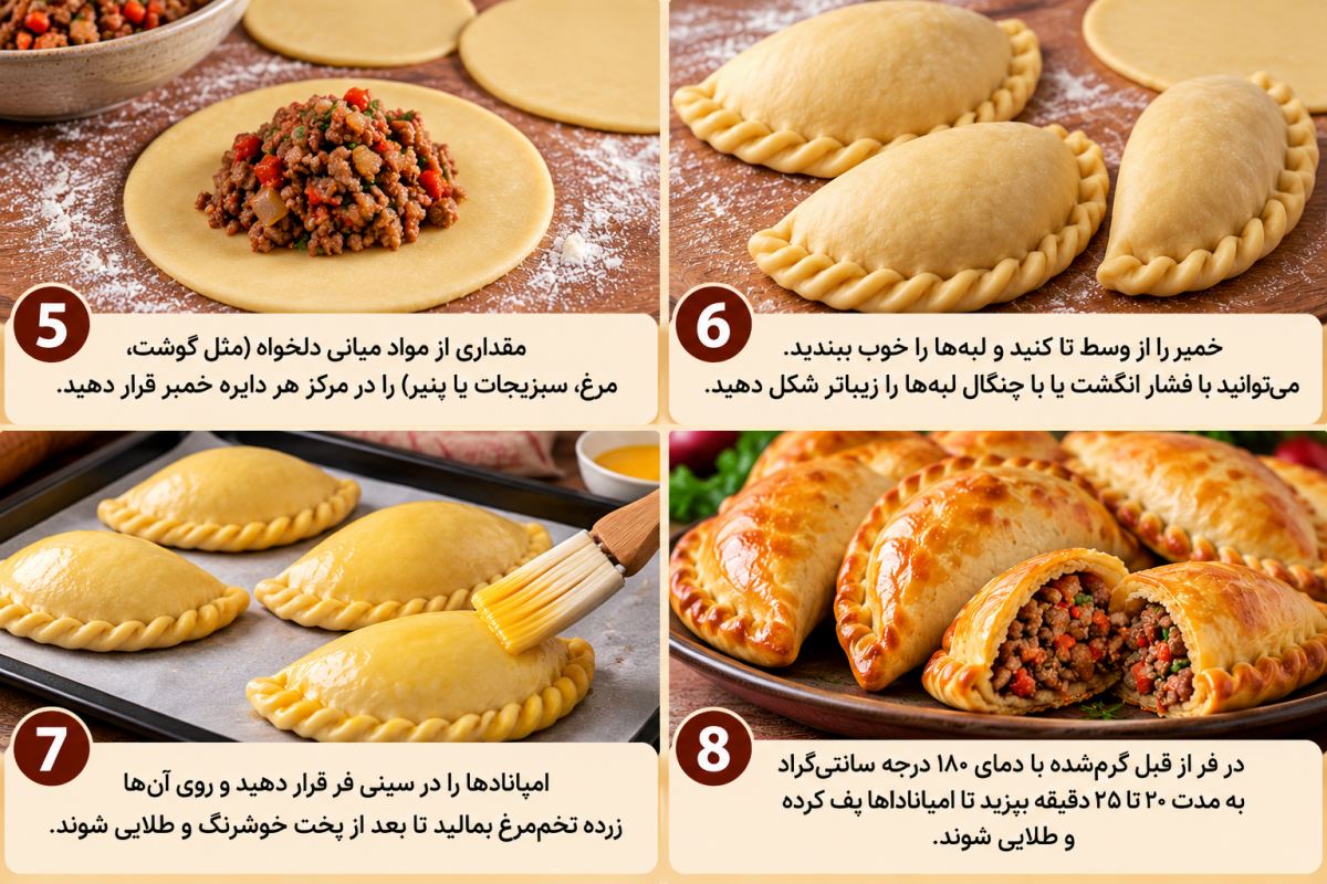 طرز تهیه خمیر امپانادا با آرد و کره؛ ترد و خوشمزه مثل پیراشکی های بازاری