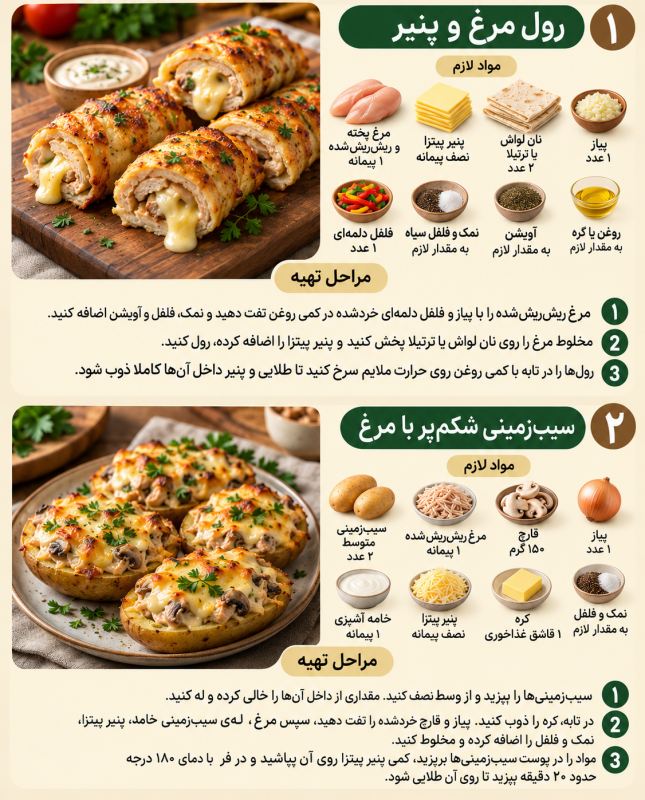 طرز تهیه ۱۰ مدل غذای آسان با مرغ ریش ریش: از پیراشکی تا ته چین