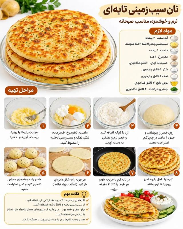 طرز تهیه ۵ مدل نان تابه ای نرم و پف دار؛ بدون فر و مناسب صبحانه و عصرانه
