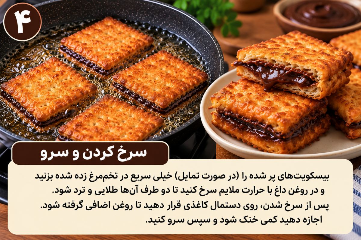 آموزش شیرینی بیسکویتی شکلاتی با مواد اولیه ساده و بدون فر