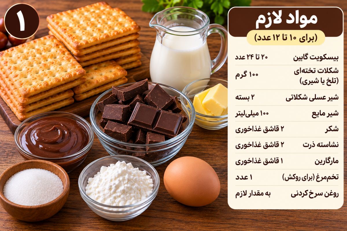 آموزش شیرینی بیسکویتی شکلاتی با مواد اولیه ساده و بدون فر