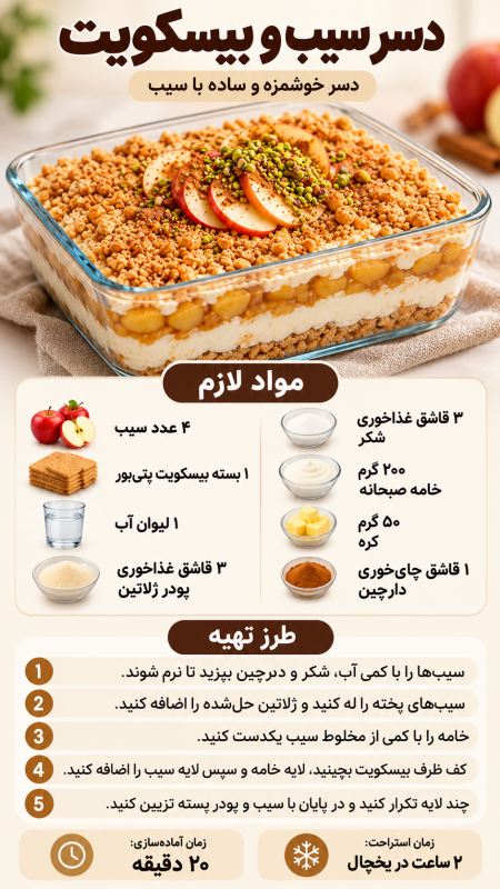 طرز تهیه ۳ دسر خوشمزه با سیب؛ ساده و مناسب پذیرایی