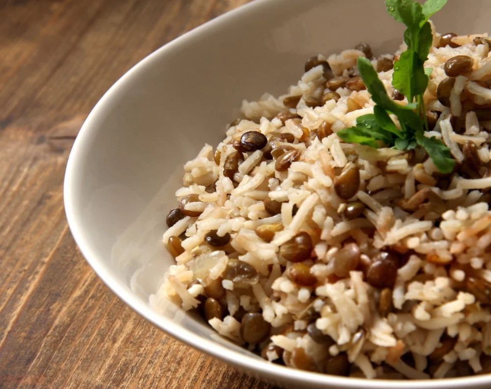 عدس پلو با سویا