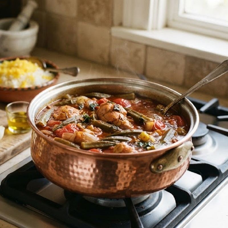 طرز تهیه خورشت بامیه با مرغ
