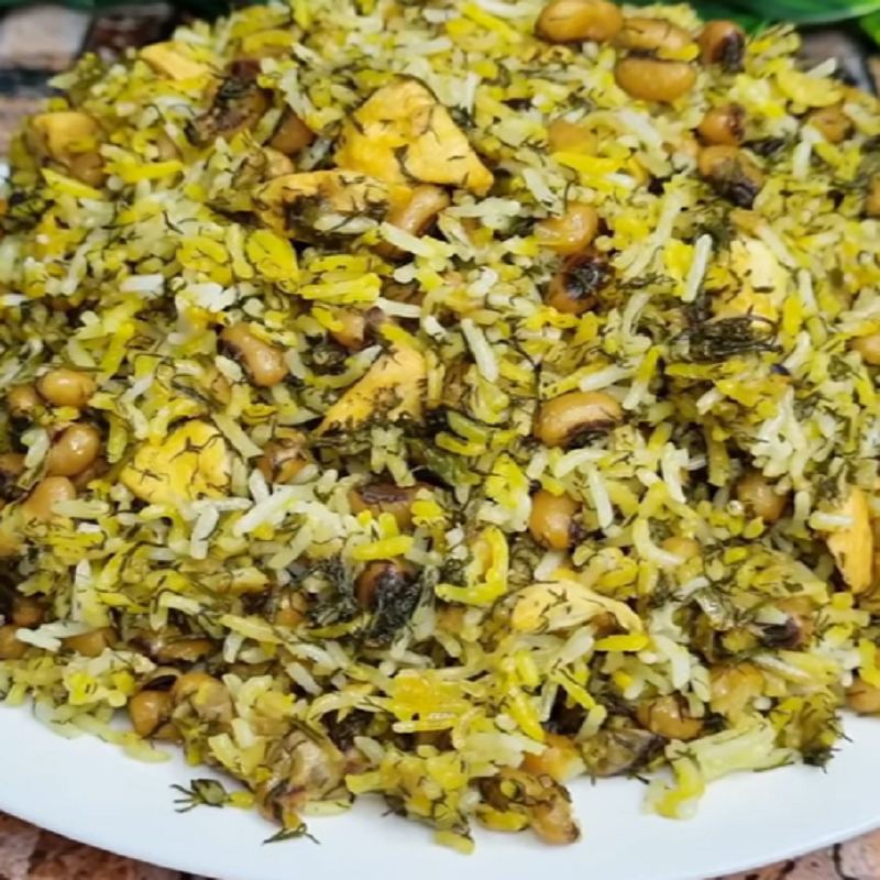 طرز تهیه پلو شوشتری با مرغ و لوبیا چشم بلبلی