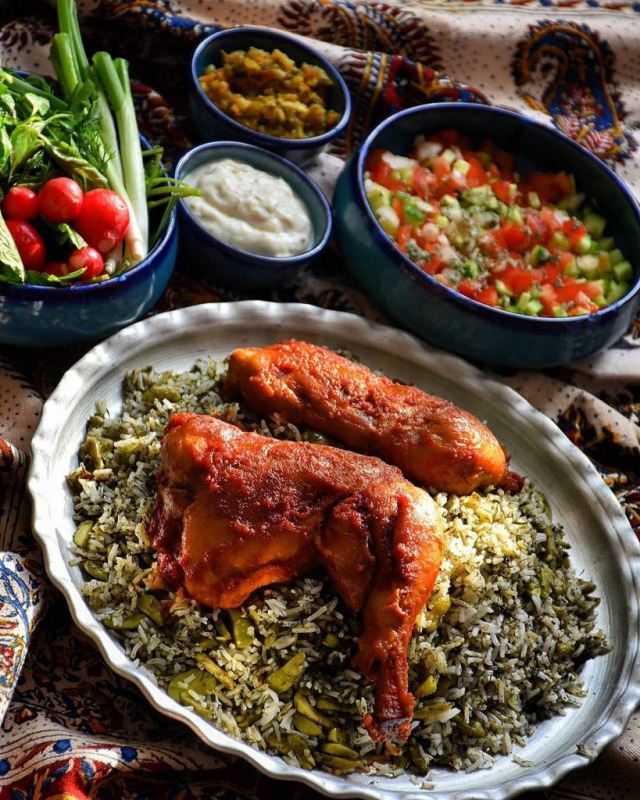 باقالی پلو با مرغ