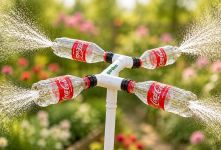 نحوه ساخت آبپاش چرخشی ۳۶۰ درجه با بطری پلاستیکی برای باغ