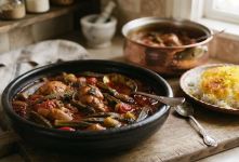 طرز تهیه خورشت بامیه با مرغ؛ دستور پخت مجلسی با فوت و فن جا افتادن خورش