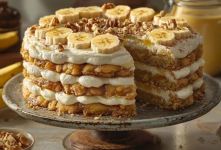 طرز تهیه کیک یخچالی با موز و گردو؛ دسر خوشمزه و مجلسی بدون فر