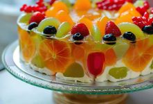 کیک ژله ای میوه ای؛ دسری شفاف و رنگارنگ که همه را شگفت زده می کند!