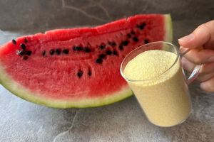 دستور پخت آسان و ۱۵ دقیقه ای حلوای ترکیه ای با آب هندوانه و بستنی