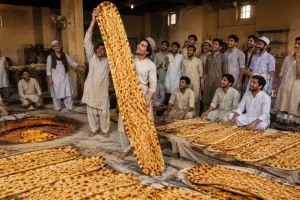 بزرگترین نان دنیا در عجیب ترین نانوایی افغانستان پخته شد !!