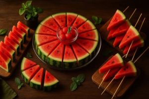 5 ایده ساده و خلاقانه برای برش هندوانه و تزیین سینی میوه