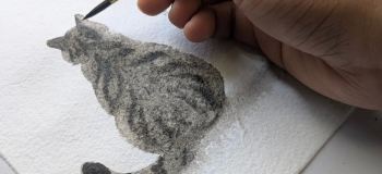 آموزش نقاشی گربه سیاه با آبرنگ و اشکال هندسی