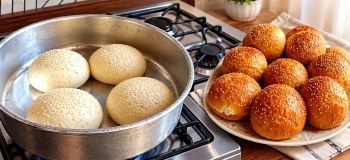 طرز تهیه نان همبرگر پنبه ای روی شعله گاز بدون فر