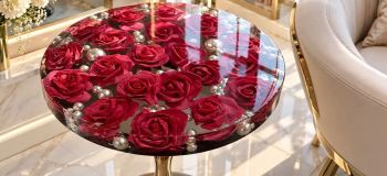 آموزش ساخت میز عسلی لوکس با رزین و گل رز