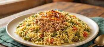 طرز تهیه لوبیاپلو با تن ماهی؛ یک غذای سریع، خوش عطر و اقتصادی