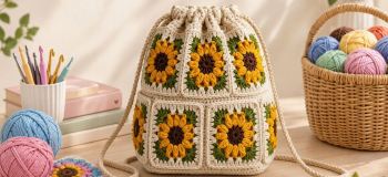چند مدل کوله پشتی بافتنی آفتابگردان+ الگوها و نقشه های جذاب