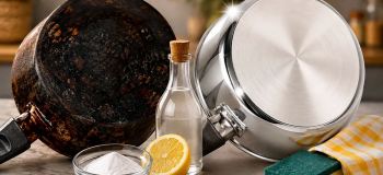 تمیز کردن قابلمه و ماهیتابه سیاه؛ ترفندهای طلایی برای برق انداختن ظروف سوخته مثل روز اول