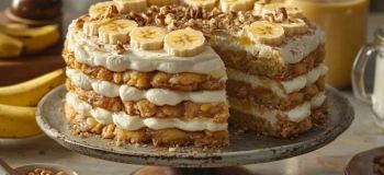 طرز تهیه کیک یخچالی با موز و گردو؛ دسر خوشمزه و مجلسی بدون فر
