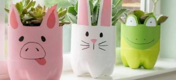 بطری های پلاستیکی را دور نریزید؛ با یک برش ساده آن ها را به گلدان های شیک تبدیل کنید!