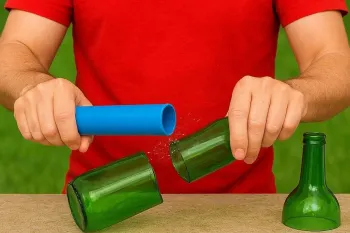نحوه برش دادن بطری شیشه ای بدون خورد شدن و شکستن / ترفند برش بطری با لوله PVC