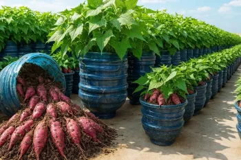 نحوه کاشت سیب زمینی شیرینی در بطری پلاستیکی؛ بدون نیاز به باغچه